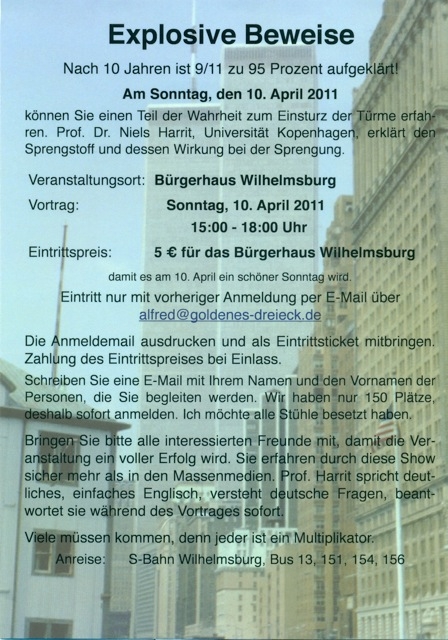 9/11 Forscher spricht in Hamburg http://www.911-archiv.net/blog/sittingbull/dr-harrit-kommt-nach-hamburg.html